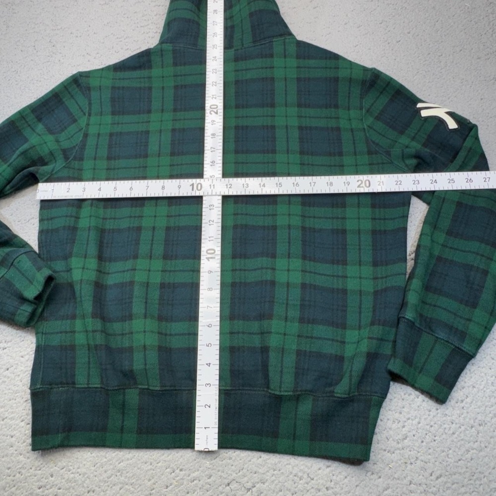 Polo Ralph Lauren Yankees Hoodie Mens Medium Green Plaid New York MLB Blackwatch - Picture 11 of 15